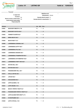 01 12/05/2016 LISTINO GR Listino Validi