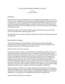 Faults and Floods of Missoula Valley