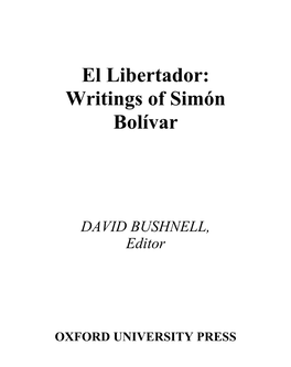 El Libertador: Writings of Simón Bolívar