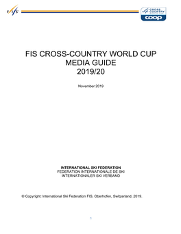 Fis Cross-Country World Cup Media Guide 2019/20