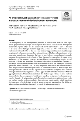 An Empirical Investigation of Performance Overhead in Cross-Platform Mobile Development Frameworks