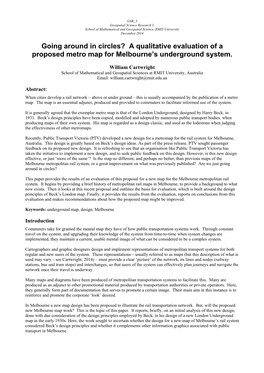 A Qualitative Evaluation of a Proposed Metro Map for Melbourne's