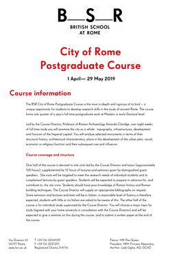 City of Rome Postgraduate Course