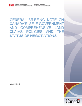 General Briefing Note on Canada's Self-Government