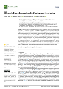 Chlorophyllides: Preparation, Purification, and Application