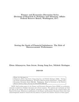 Finance and Economics Discussion Series Divisions of Research & Statistics and Monetary Aﬀairs Federal Reserve Board, Washington, D.C