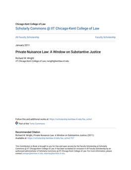 Private Nuisance Law: a Window on Substantive Justice