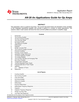 AN-20 an Applications Guide for Op Amps (Rev. C)