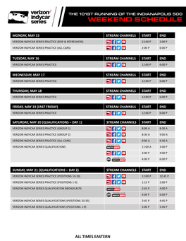 Weekend Schedule