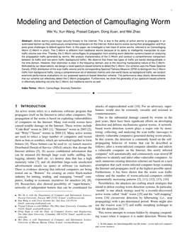 Modeling and Detection of Camouflaging Worm