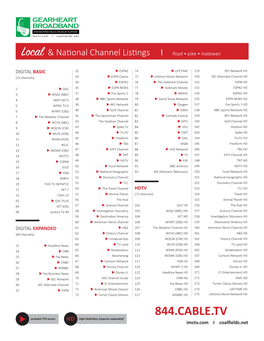 844.CABLE.TV  Included TVE Access HD High Definition [Requires Expanded] Imctv.Com I Coalfields.Net Local & National Channel Listings I Floyd • Pike • Matewan