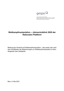 Jahresrückblick 2020 Der Nationalen Plattform