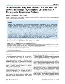 The Evolution of Body Size, Antennal Size and Host Use in Parasitoid Wasps (Hymenoptera: Chalcidoidea): a Phylogenetic Comparative Analysis