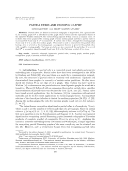 PARTIAL CUBES and CROSSING GRAPHS∗ 1. Introduction. a Partial