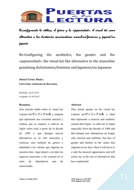 Re-Configurando La Estética, El Género Y La «Japonesidad»: El Visual Kei Como Alternativa a Las Dicotomías Sancionadoras Masculino/Femenino Y Japonés/No Japonés