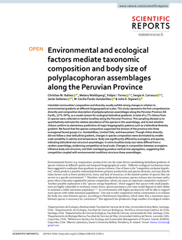 Environmental and Ecological Factors Mediate Taxonomic Composition and Body Size of Polyplacophoran Assemblages Along the Peruvian Province Christian M