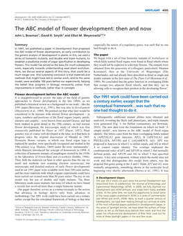 The ABC Model of Flower Development: Then and Now John L