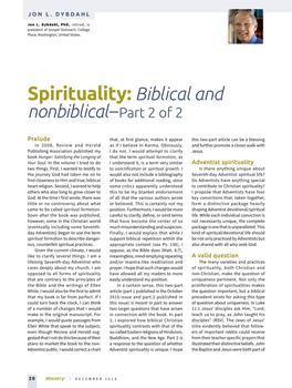 Spirituality: Biblical and Nonbiblical– Part 2 of 2