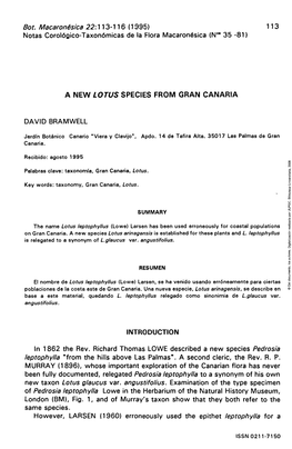 A New Lotus Species from Gran Canaria
