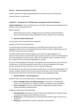 Bareka – Rechenschaftsbericht 2019