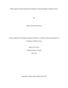 Philip Augustus and the Ideological Development of Sacral Kingship in Medieval France