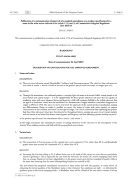 Publication of a Communication of Approval of a Standard