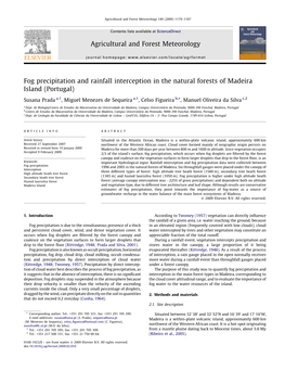 Fog Precipitation and Rainfall Interception in the Natural Forests of Madeira Island (Portugal)