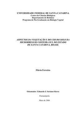 Aspectos Da Vegetação E Do Uso Do Solo Da Microrregião Costeira Sul Do Estado De Santa Catarina, Brasil