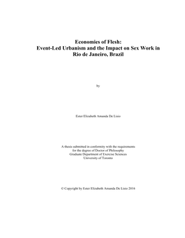 Economies of Flesh: Event-Led Urbanism and the Impact on Sex Work in Rio De Janeiro, Brazil