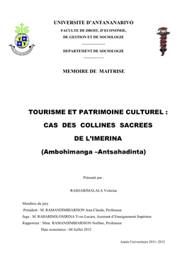 Cas Des Collines Sacrees De L'imerina