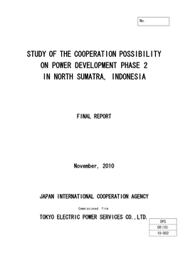 Study of the Cooperation Possibility on Power Development Phase 2 in North Sumatra, Indonesia
