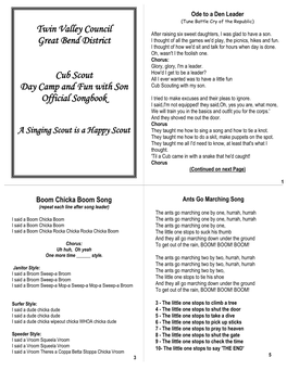 Cub Camp Song Book