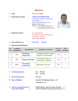 6861Bio Data of Dr.M.Nataraj.Pdf
