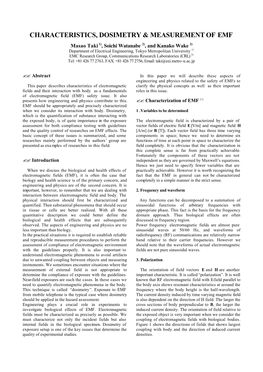 Characteristics, Dosimetry & Measurement Of