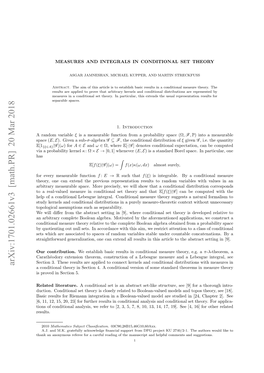 Measures and Integrals in Conditional Set Theory