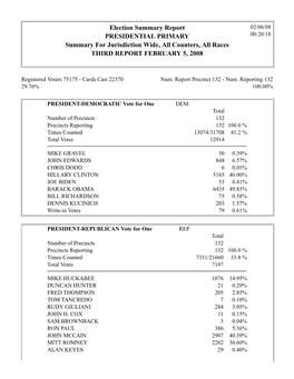 Third Report February 5, 2008