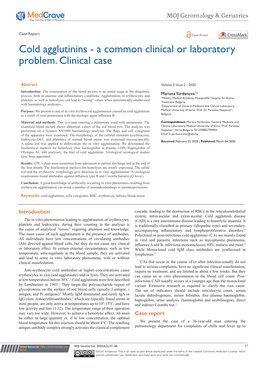 Cold Agglutinins - a Common Clinical Or Laboratory Problem