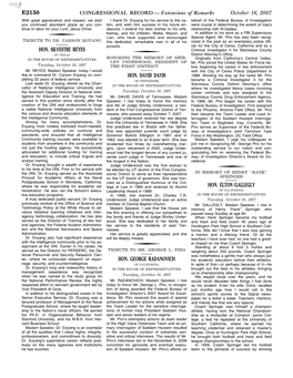 CONGRESSIONAL RECORD— Extensions of Remarks E2150 HON