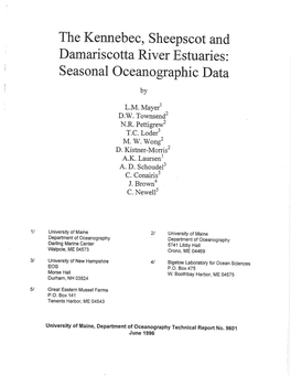 The Kennebec, Sheepscot and Seasonal Oceanographic Data