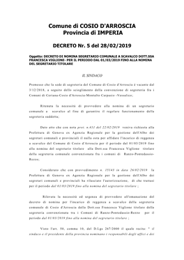 Decreto Nomina Responsabile Del Servizio Amministrativo