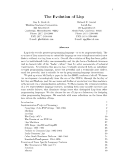 The Evolution of Lisp