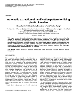 Automatic Extraction of Ramification Pattern for Living Plants: a Review