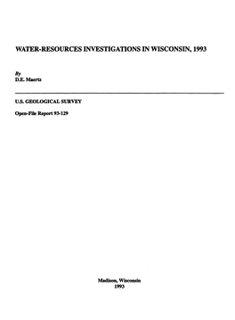 Water-Resources Investigations in Wisconsin, 1993