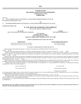 Form 10-K E. I. Du Pont De Nemours And