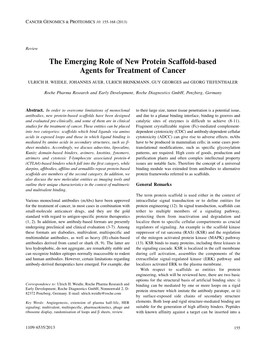 The Emerging Role of New Protein Scaffold-Based Agents for Treatment of Cancer ULRICH H