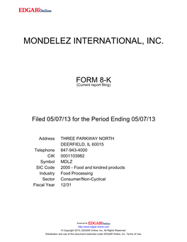 Mondelez International, Inc