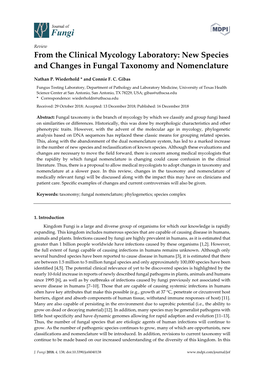 New Species and Changes in Fungal Taxonomy and Nomenclature