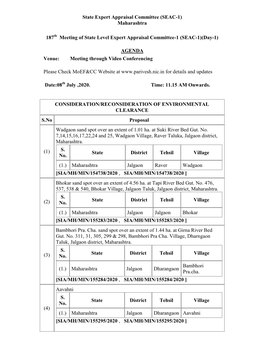 Maharashtra 187 Meeting of State Level Expert Appraisal Committee-1