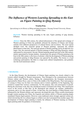 The Influence of Western Learning Spreading to the East on Figure Painting in Qing Dynasty