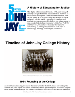 Timeline of John Jay College History